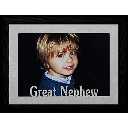 Black Laser Cut 5X7 Jumbo ~ Great Nephew Landscape Picture Frame ~ Laser Cut Cream Marbled Mat With Black Frame ()