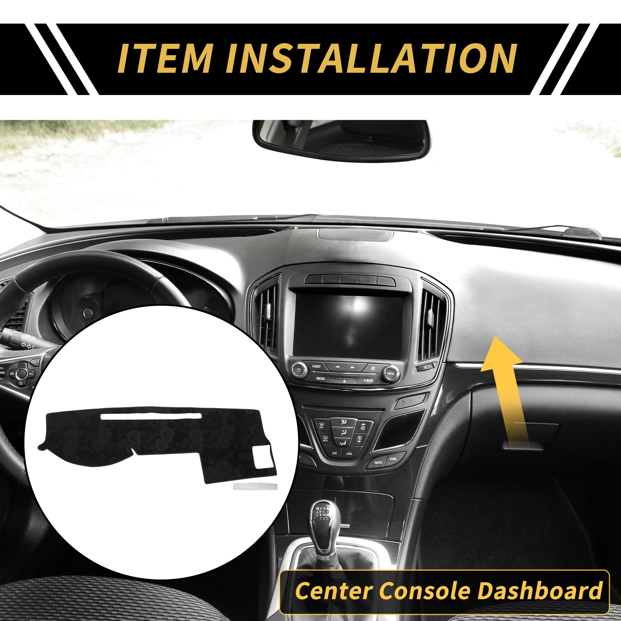 Unique Bargains Dash Cover for Toyota Tacoma 2005-2015 Dash Board Mat Non-Slip Dash Cover Mat with Pattern Pad Flannel Center Console Dashboard Cover Pad Carpet Black