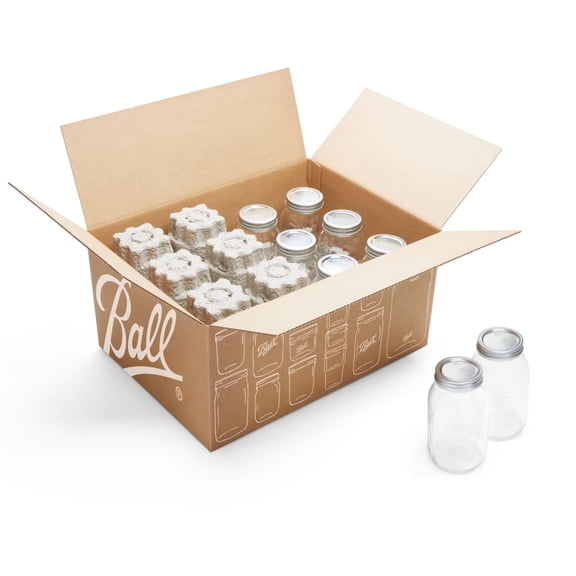 Ball Regular Mouth Quart (32 oz.) Mason Jars with Lids and Bands, for Canning and Storage, 12 Count