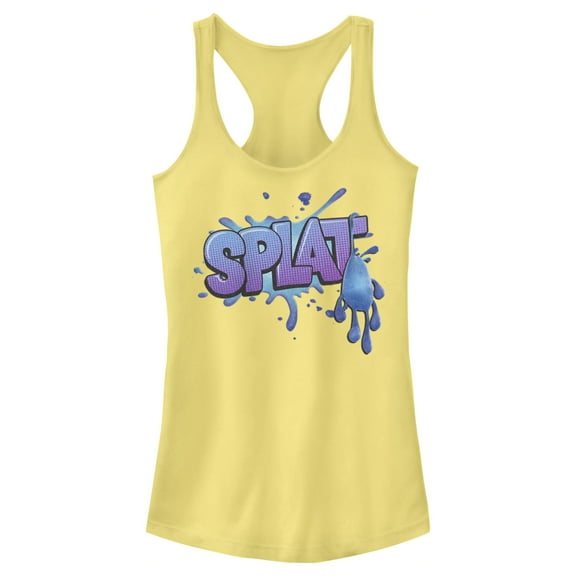 Junior's Strange World Splat Logo Racerback Tank Top Banana 2X Large