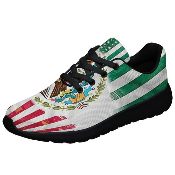 Mexican American flag Shoes Sneakers Black Size 3.5