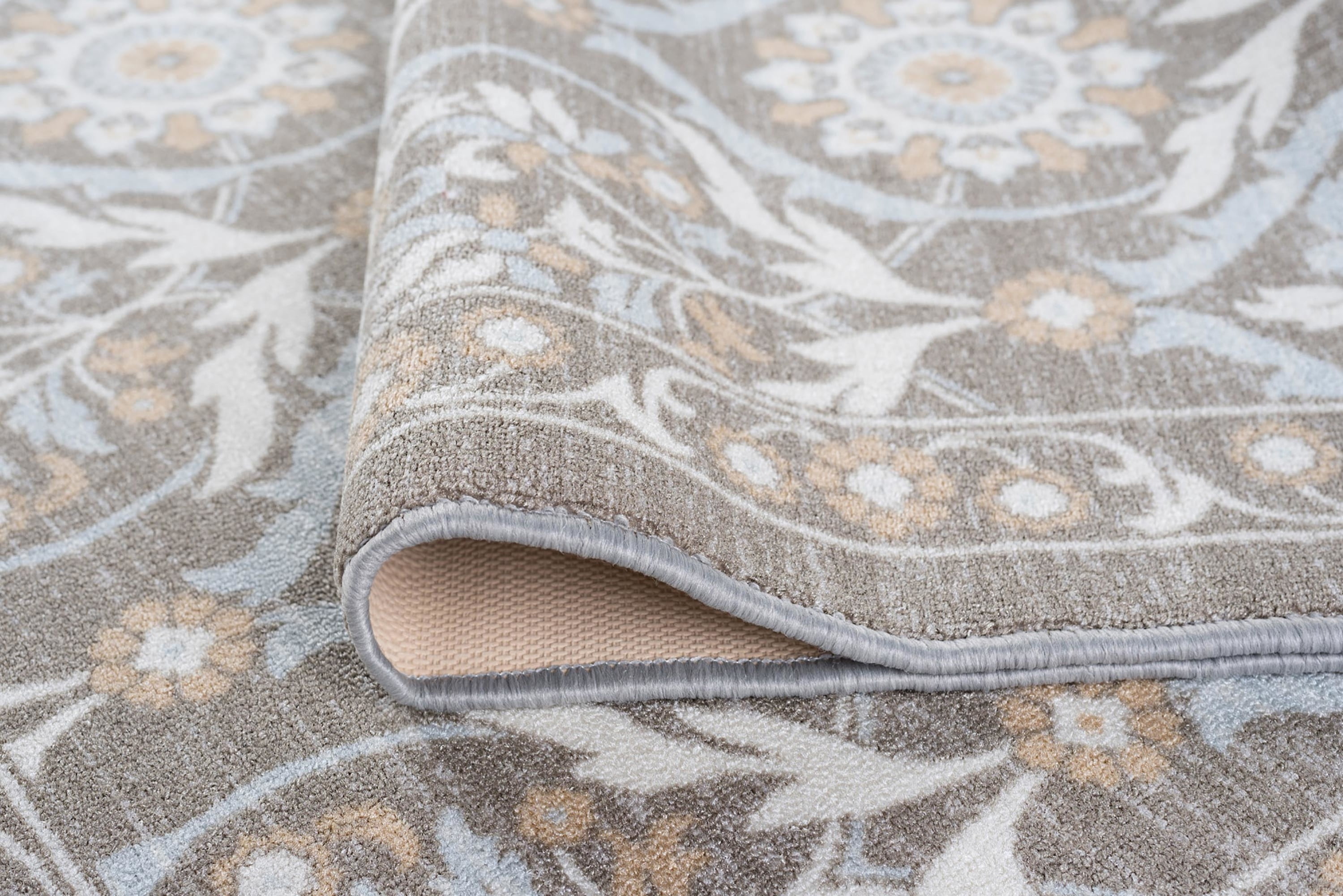 Transitional 2x11 Area Rug (2'3'' x 11') Floral Taupe, Gold Indoor Runner Easy to Clean