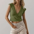 thumbnail image 2 of Chbgutlmr Crop Tops for Women Deep V Neck Cap Sleeve Ruched Tees Fitting Comfy Summer Fashion T Shirts, 2 of 7