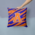 thumbnail image 2 of Carolines Treasures CJ1023-APW1414 Letter A Monogram - Orange Blue Tiger Stripe Fabric Decorative Pillow, 14Hx14W,, 2 of 4