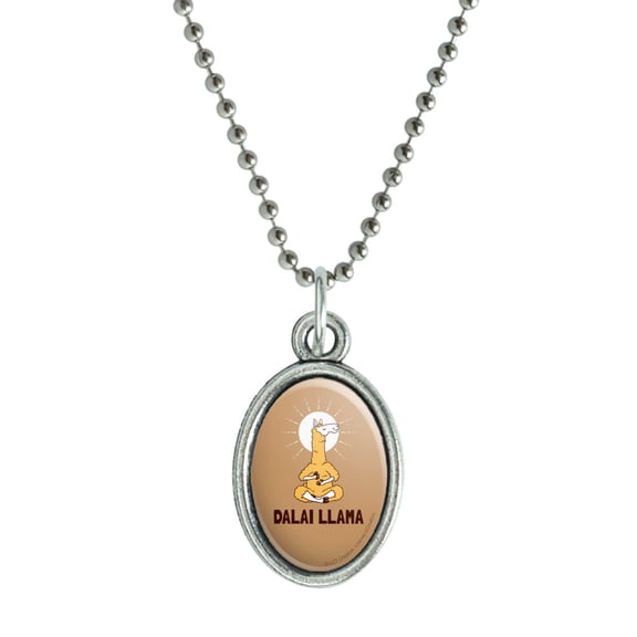 Dalai Llama Funny Humor Antiqued Oval Charm Pendant with Chain