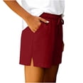 thumbnail image 4 of Admvng Linen Shorts for Women Drawstring Elastic Waist Side Split Summer Comfy Short with Pockets, 4 of 6