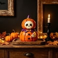 thumbnail image 6 of Aoznliie Wooden Halloween Decor, Hand Carved Vintage Pumpkin Ornament for Tabletop, 5.9 inch Fall Decor for Mantel Shelf, Multicolor, 6 of 6