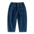 thumbnail image 4 of Bovxnpu Unisex Girls Wide Leg Jeans Lightweight Denim Pants Solid Straight Wide Leg Jeans Summer Casual Pants Pants, 4 of 7