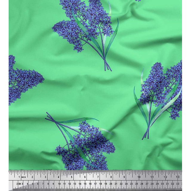 Soimoi Rayon Fabric Lavender Flower Print Fabric by the Yard 56 Inch Wide