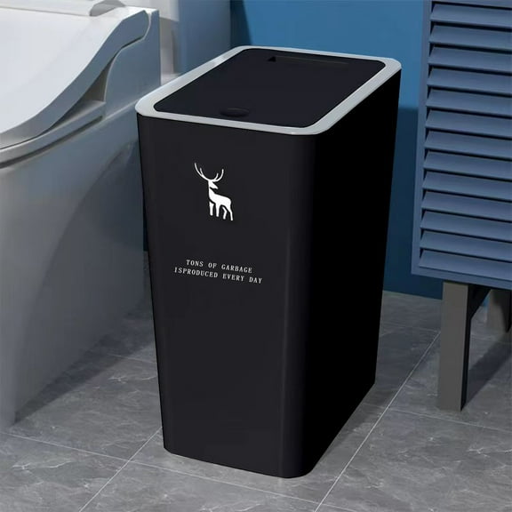 Steadline Large Capacity Round Bathroom Trash Can with Push-Open Lid - 6L Space Saving Waste Bin for Home and Office