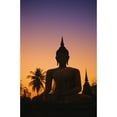 thumbnail image 2 of Thailand  Sukhothai  Wat Mahathat At Sunset  Silhouetted Buddha Statue  Purple And Orange Sky. Poster Print, 2 of 2