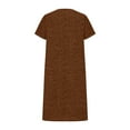thumbnail image 5 of Sakmal Mid-Length Summer Dresses for Women Brown V-Neck Polka Dot Short Sleeve Flowy Lightweight Shift Dress, 5 of 5