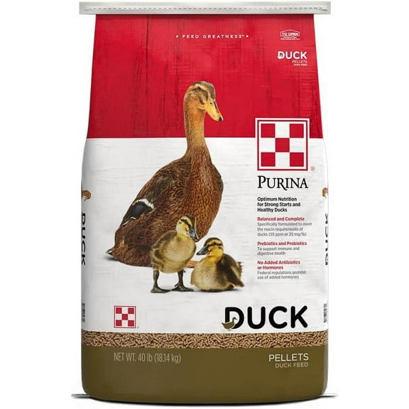 Purina Duck Feed Pellets, Niacin for Ducks, Duck Food for Wild Ducks & Pet Ducks, Duckling Starter Feed & All Life Stages, Waterfowl Feed, Baby Duck Food, 40 lbs