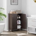 thumbnail image 4 of Modern Bathroom Floor Storage Cabinet with Adjustable Shelf and Double Door Rust Proof, Living Room Modern Home Furniture Storage Organizer Cabinet,Brown, 4 of 15
