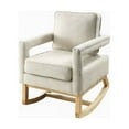 thumbnail image 3 of Rocking Chair,Accent Living Room Lounge Arm Chair with Soft Back and Wood Base,Upholstered Rocking Chair for LIving Room Bedroom Office Apartment,Beige, 3 of 3