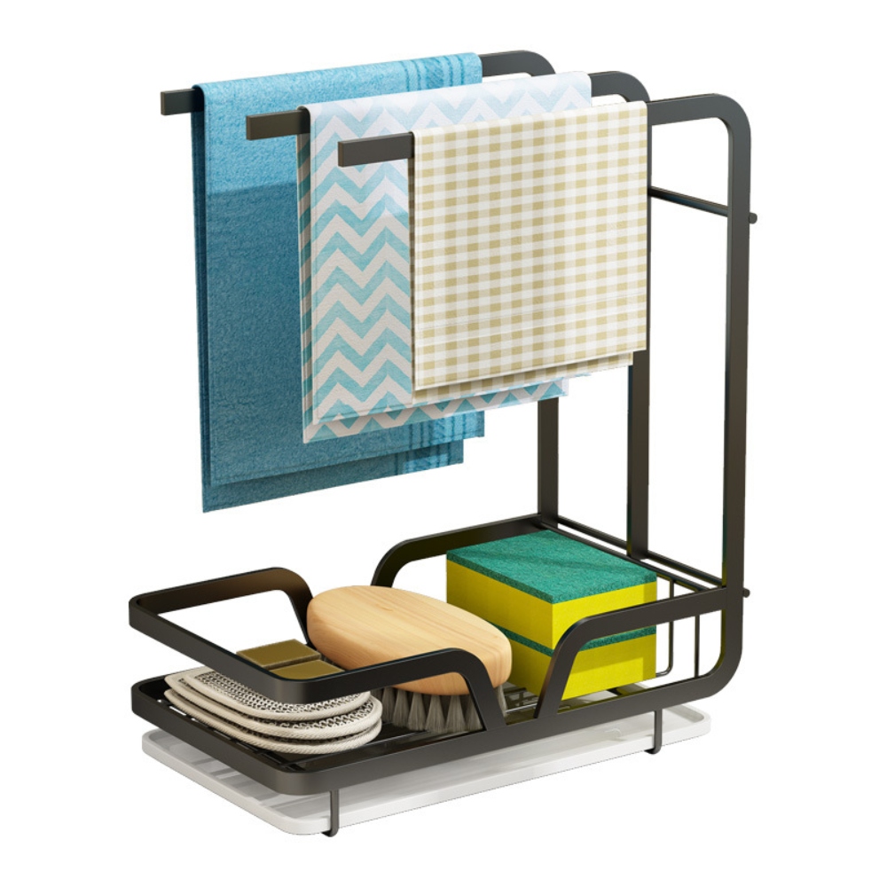 PEACNNG Kitchen Sink Caddy Sponge Holder with Dishcloth Drying Rack