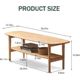 thumbnail image 2 of YWEN 100% Solid Oak Wood Coffee Table with Open Shelf - Oval Narrow Coffee Table for Small Space, Living Room (Oak, 39.37"), 2 of 8