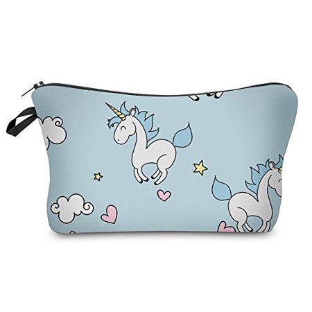Pink Pouch - StylesILove Unique Unicorn Collection Pouch Travel Case Cosmetic Makeup Bag (Baby Blue)