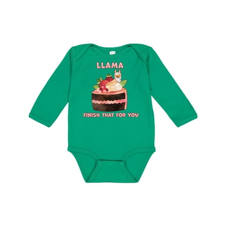 

Inktastic Llama Finish That For You with Cake and Strawberries Gift Baby Boy or Baby Girl Long Sleeve Bodysuit