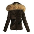 thumbnail image 2 of Maqroz Womens Winter Coats Padded Puffer Jacket with Removable Faux Fur Hood Fleece Lining Thick Warm Quilted Jacket Full Zip Up Long Sleeve Cold Weather Jackets Outerwear with Pockets, Brown XL, 2 of 8