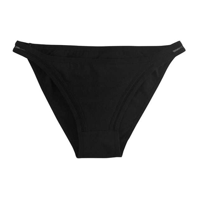 Plus Size Low Rise Underwear, Basic Solid Color Panties in Soft Stretch Cotton, Comfortable & Simple Briefs for Daily Wear Under Low-Rise Pants Black L