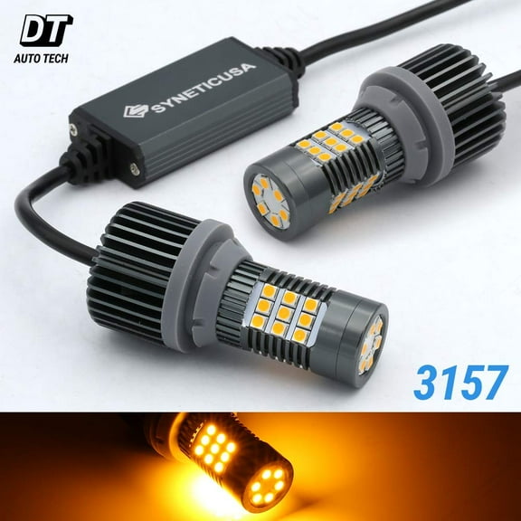1157 Error Free Canbus Amber Yellow LED Front/Rear Turn Signal Light Bulbs No Hyper Flash All in One Built In Resistors