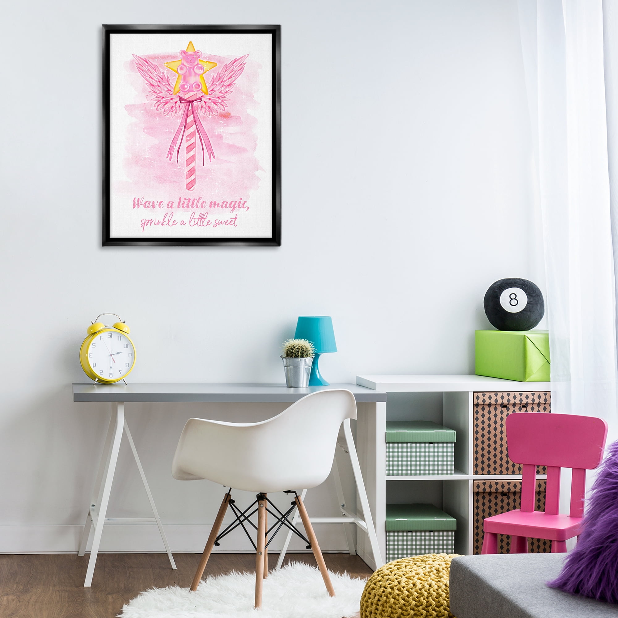 Stupell Industries Sprinkle Sweet Magic Fairy Tales & Fantasy Painting Black Floater Framed Art Print Wall Art, 25 x 31
