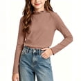 thumbnail image 3 of Acaics Girls' Long-Sleeve Layering T-Shirt: Solid-Color Modal Long-Sleeve Crew Neck Casual High-Neck Top, Ages 1–13, 3 of 7