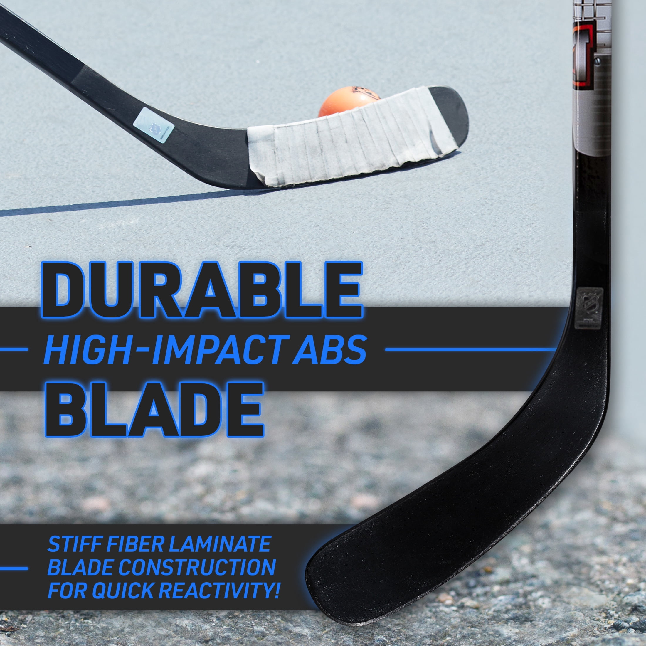 Franklin Sports Street Hockey Sticks - Ambush Junior Street Hockey Stick - Wood and Fiberglass Shaft - ABS Blade - One Piece Stick - 58" Right Handed