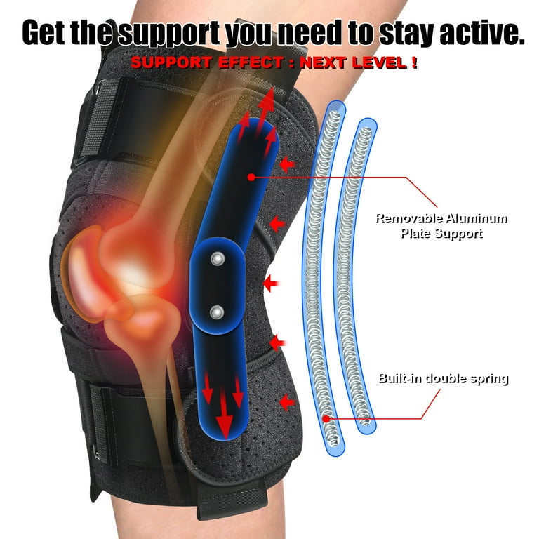 HLTHZONE Hinged Knee Brace, Adjustable Compression Sleeve, Side