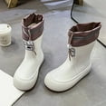 thumbnail image 4 of Yuncity Boys Girls Rain Boots School Mid Calf Low Heel Comfortable Age 8-10 Year Old All Season Casual Boots Footwear White 12-13 Years, 4 of 9