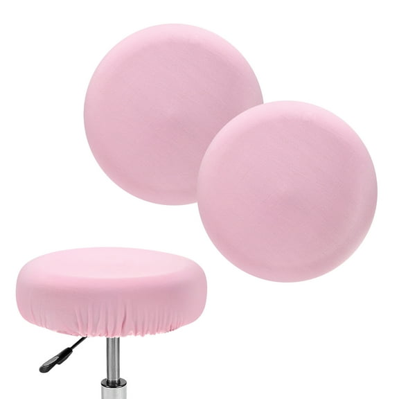 Uxcell 2-Pack Bar Stool Covers Round, for 12-15 Inch Spandex High Stretchy Fabric Seat Covers with Elastic Bands [Pink]
