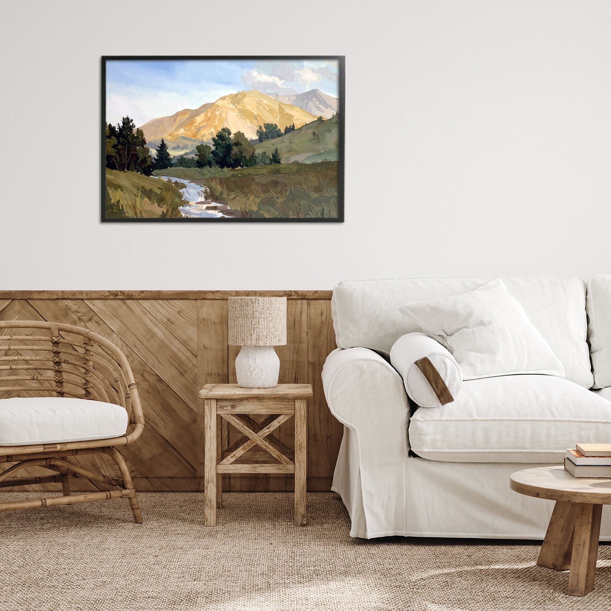 Stupell Industries Mountain Divide Valley Black Framed Giclee Art, design by Alonza Saunders