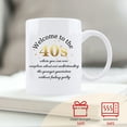 thumbnail image 2 of Funnil Ceramic Coffee Mug 40th Birthday Gifts Women, 40 Year Old Birthday Gifts for Women, Woman Birthday Gifts Ideas, WELCOME TO THE 40S mugs 11oz white, 2 of 6