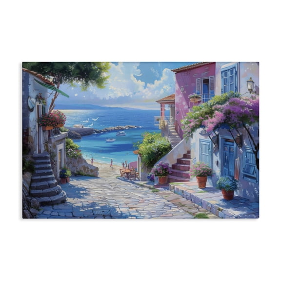 Stupell Industries Coastal Seaside Village Cobblestones Canvas Art, 24 x 16, by LSR Design Studio