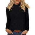 thumbnail image 2 of HLKJKLS Long Sleeve Shirts For Women Casual Round Neck Long Sleeve Fall Fashion Tops Blouses Loose Fit Polyester Spandex Black S-3Xl, 2 of 7