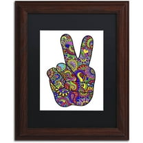 Trademark Fine Art "Psychedelic Mehndi Peace Sign" Canvas Art by Kathy G. Ahrens, Black Matte, Wood Frame