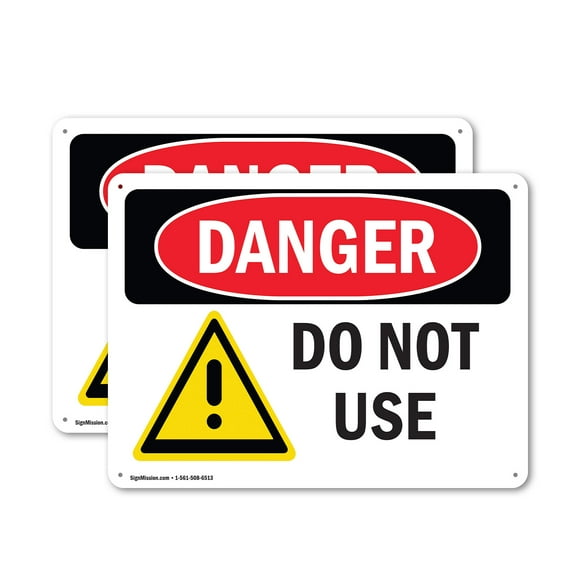 (2 Pack) Do Not Use OSHA Danger Sign 14 Inch X 10 Inch Indoor / Outdoor Rust-Free Aluminum Metal Signs for Workplace, Workshop, and Construction Site, Made in the USA