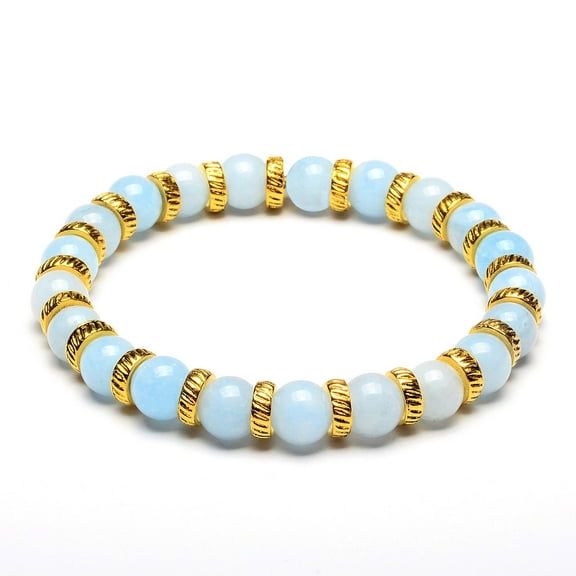 ELYA Jewelry Women's Dyed Light Blue Jade Stone Stretch Bracelet