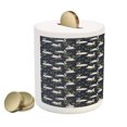 thumbnail image 2 of Swan Piggy Bank, Pond Lilies and Cattails Growth Plain Colored Waterfowls on the Dark Blue Lake Art, Ceramic Coin Bank Money Box for Cash Saving, 3.6" X 3.2", Multicolor, by Ambesonne, 2 of 4