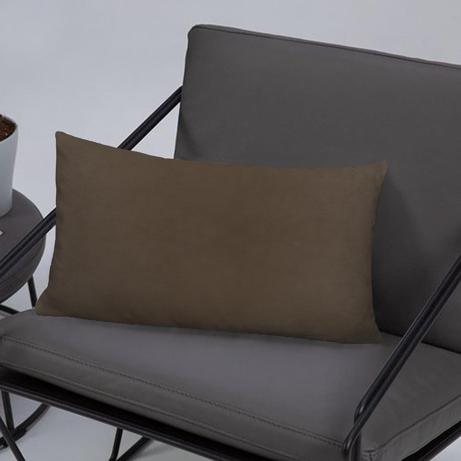 A1HC Set of 2 Luxurious Soft Velvet Throw Pillow Covers Only, 12"x20", Dark Brown, Decorative Cushion Covers with Hidden YKK Zipper for Sofa or Bed