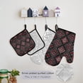 thumbnail image 5 of Black Background with Red Square Apron Set with Oven Mitts Pot Holders Set of 5 Kitchen Stuff Accessories, 5 of 6