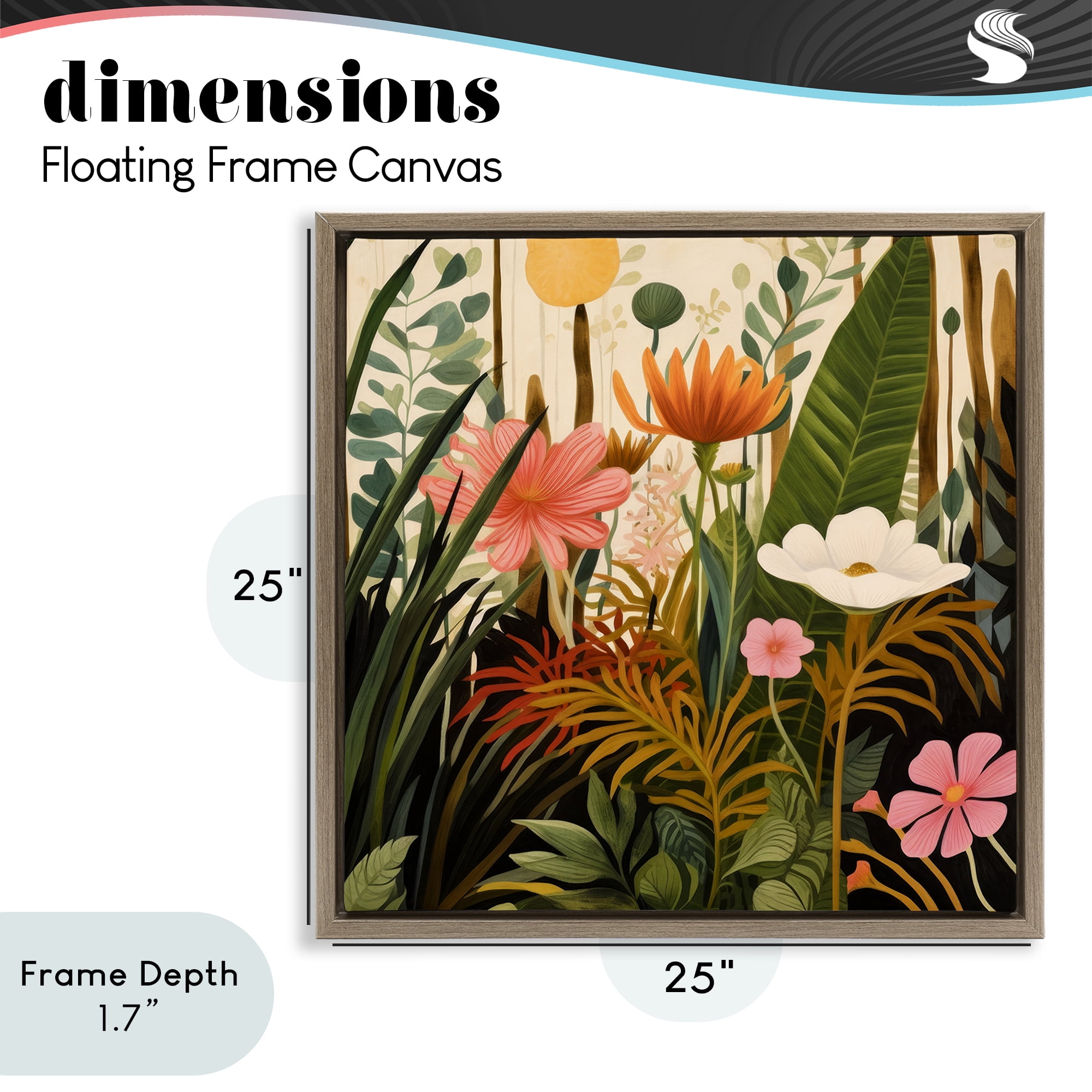 Stupell Industries Botanical Embrace in the Jungle Brown Framed Floater Canvas Wall Art, design by Lazar Studio