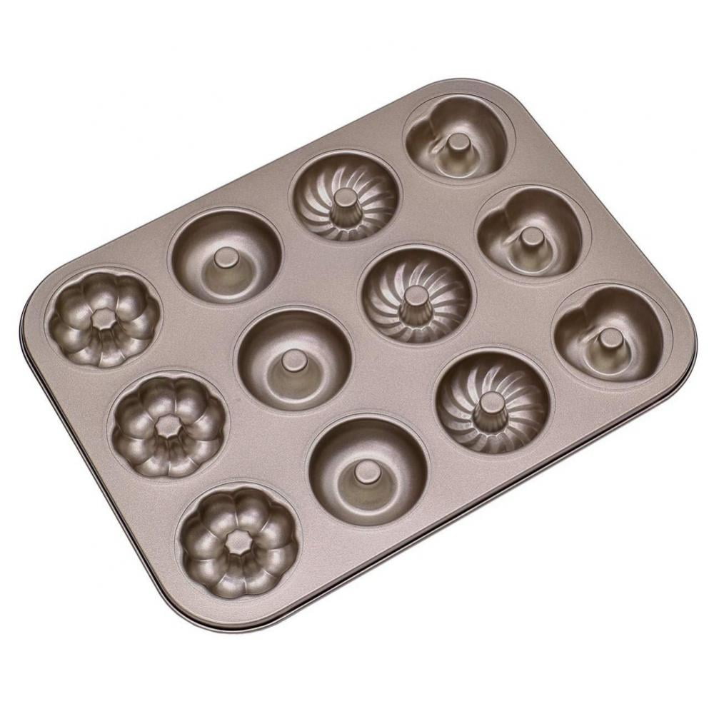 Donut Baking Pans, Nonstick Doughnut Pans 12 Cavity, Carbon Steel Mini