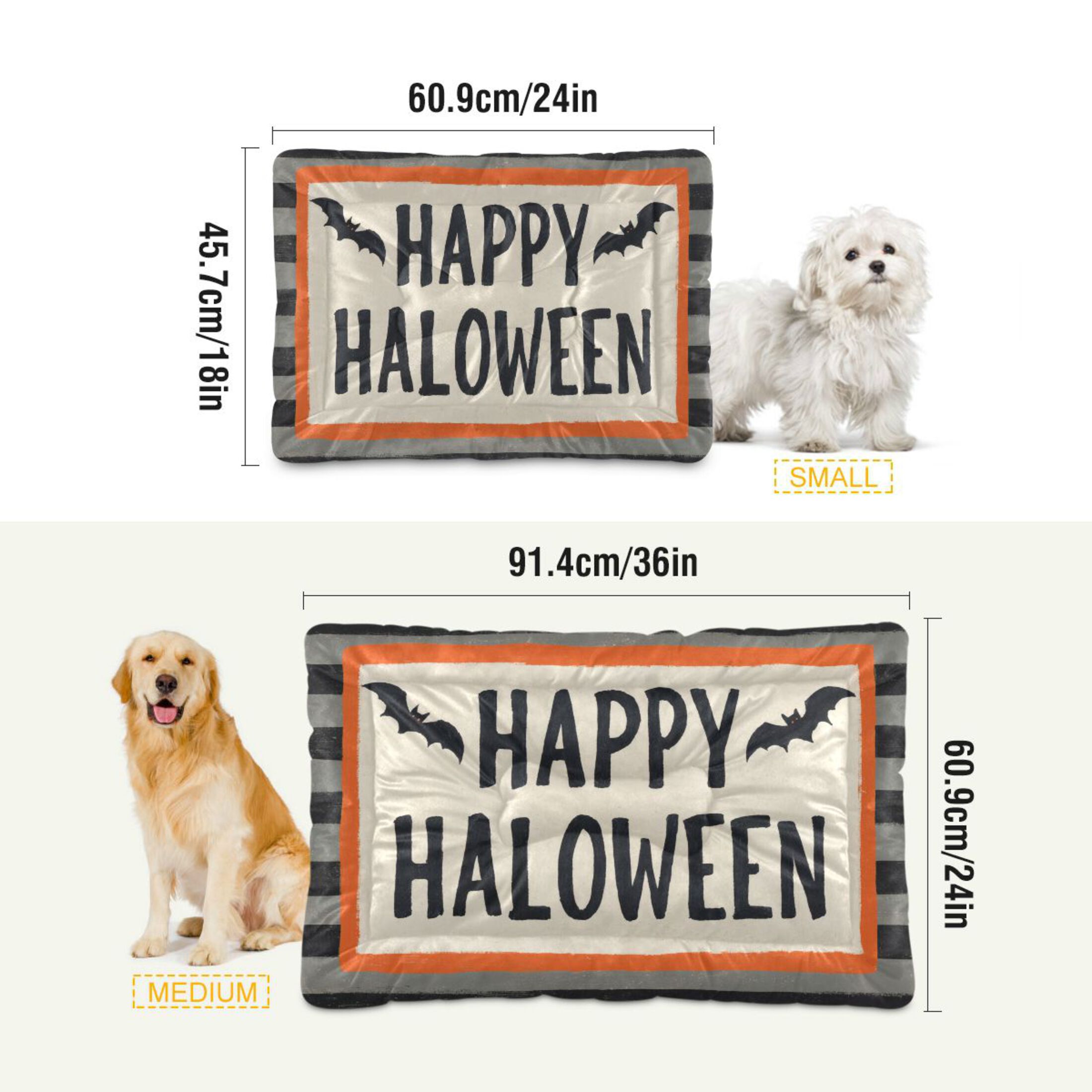 Qxltty Happy Halloween Bats Ped Pad Wear-resistant and Hard to Bite Through Sleeping Pad for Small Medium Large Dogs Winter Pet Bed 36×24in