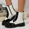 thumbnail image 2 of Women's Ankle Boots Lace Up Boots With Round Toe Mid Heel And Heel In Two Tone Colors For Overseas Trade, 2 of 9