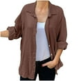 thumbnail image 1 of Timegard Womens Shirts Button up Lapel Neck Solid Color Long Sleeve Tops Fall Casual Loose Tops Cardigan, 1 of 7