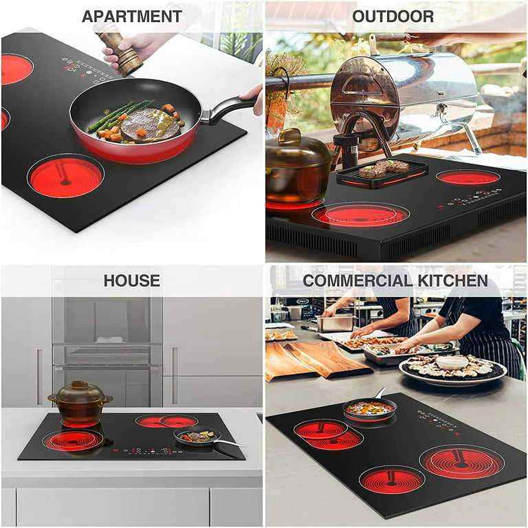 TTHOB Electric Cooktop 30 Inch, 4 Burners Built-in Radiant Electric Stove  Top 220-240V 7700W, 9 Heating Level, Timer, Child Lock, Residual Heat