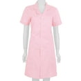 thumbnail image 4 of Miaeowve Women's Short Sleeve Button Down Lab Coat Chemist's Nurse Doctor Scientists Uniform Dress Pink Small, 4 of 7