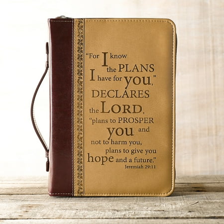 UPC: 6006937082335 | I Know the Plans Two-tone Brown Faux Leather Classic Bible Cover – Jeremiah 29:11